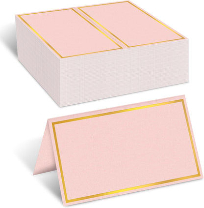 100 Pack Gold Table Cards Place Cards Name Cards for Table Setting, 250g Pearled Table Tents Name Tents, Avery Place Cards for Wedding, Meeting, Party, Reserved Seating Sign (Gold)
