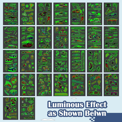 Partywind 380 Styles (30 Sheets) Luminous Tattoos for Kids, Mixed Styles Temporary Tattoos Stickers with Mermaid/Dinosaur/Space/Pirate for Boys and Girls, Glow Party Supplies
