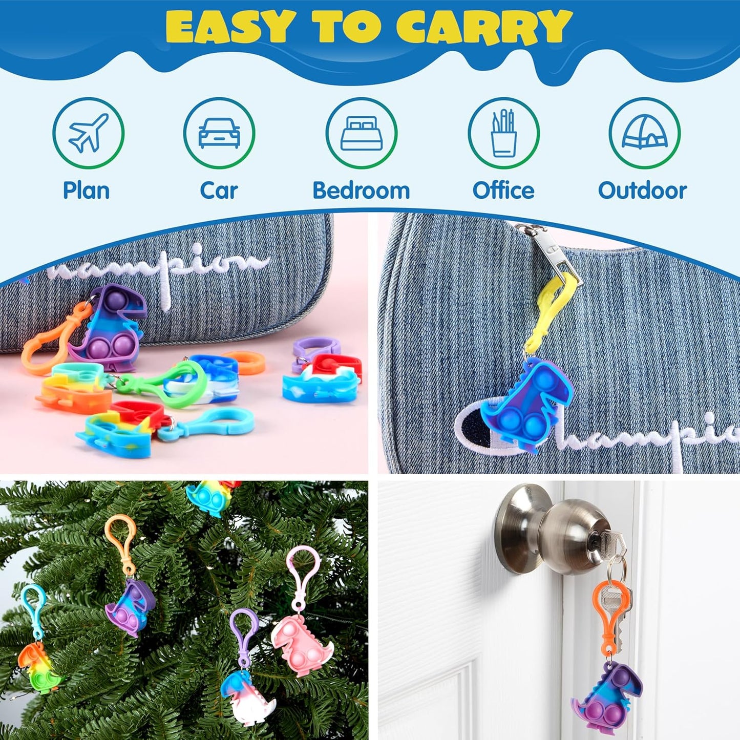 JOYIN Round Pop Fidget Keychain 30 Pack Pop Fidget Toys Bulk Party Favors for Kids 4-8,8-12 Years, Birthday Goodie Bags Stuffers Back to School Gifts for Students Classroom Prizes Sensory Toys