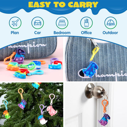 JOYIN Round Pop Fidget Keychain 30 Pack Pop Fidget Toys Bulk Party Favors for Kids 4-8,8-12 Years, Birthday Goodie Bags Stuffers Back to School Gifts for Students Classroom Prizes Sensory Toys