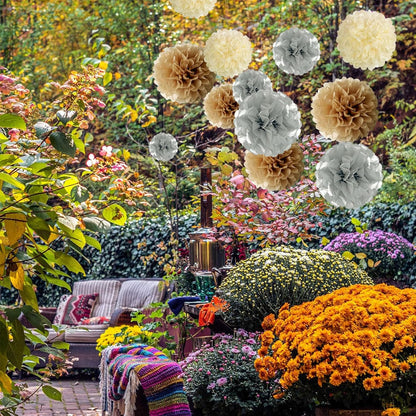 20 PCS Orange Tissue Paper Pom Poms, Tissue Pom Poms Flowers, Sizes of 6", 10", 12", 14" Hanging Paper Flower Ball for Wedding, Birthday, Halloween, Christmas, Baby Shower Party Decor