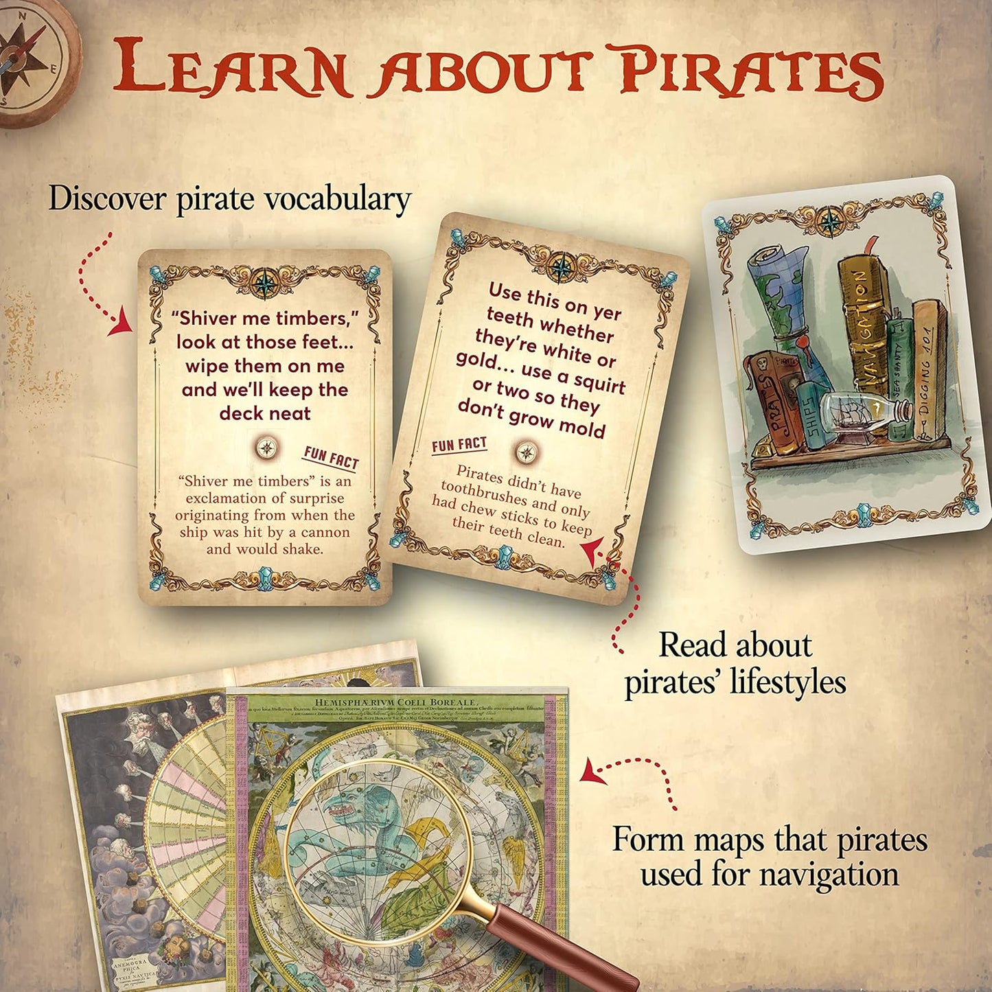 Word Treasures – Pirate Toys and Scavenger Hunt Games for Kids | Ages 4-8+, 1-4 players | Use for Sight Word Games, a Treasure Hunt, Memory Games or Puzzles for Kids Ages 4-8 | A Replayable Adventure!