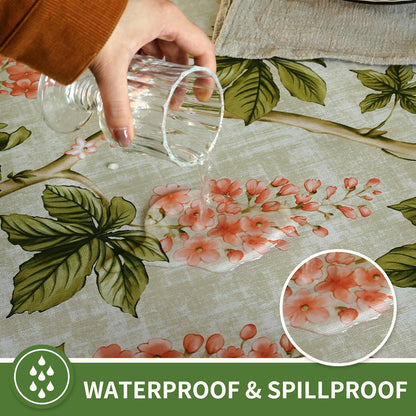Rectangle Table Cloth,100% Waterproof Tablecloth Oil Proof Spill Proof Vinyl Table Cloth, Wipe Clean Plastic Table Cover for Dining, Camping, Indoor and Outdoor 52" x 70",Leaves