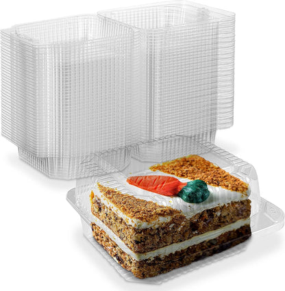 MT Products Clear Cake Slice Container 5" x 5" x 2.75" - To go Square Plastic Container (Pack of 40) - Made in the USA