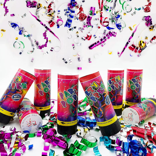 8 PCS Party Confetti Poppers Cannons for Wedding Birthday Graduation Baby Shower Anniversary Christmas New Year's Party Celebrations Supplies and Favors