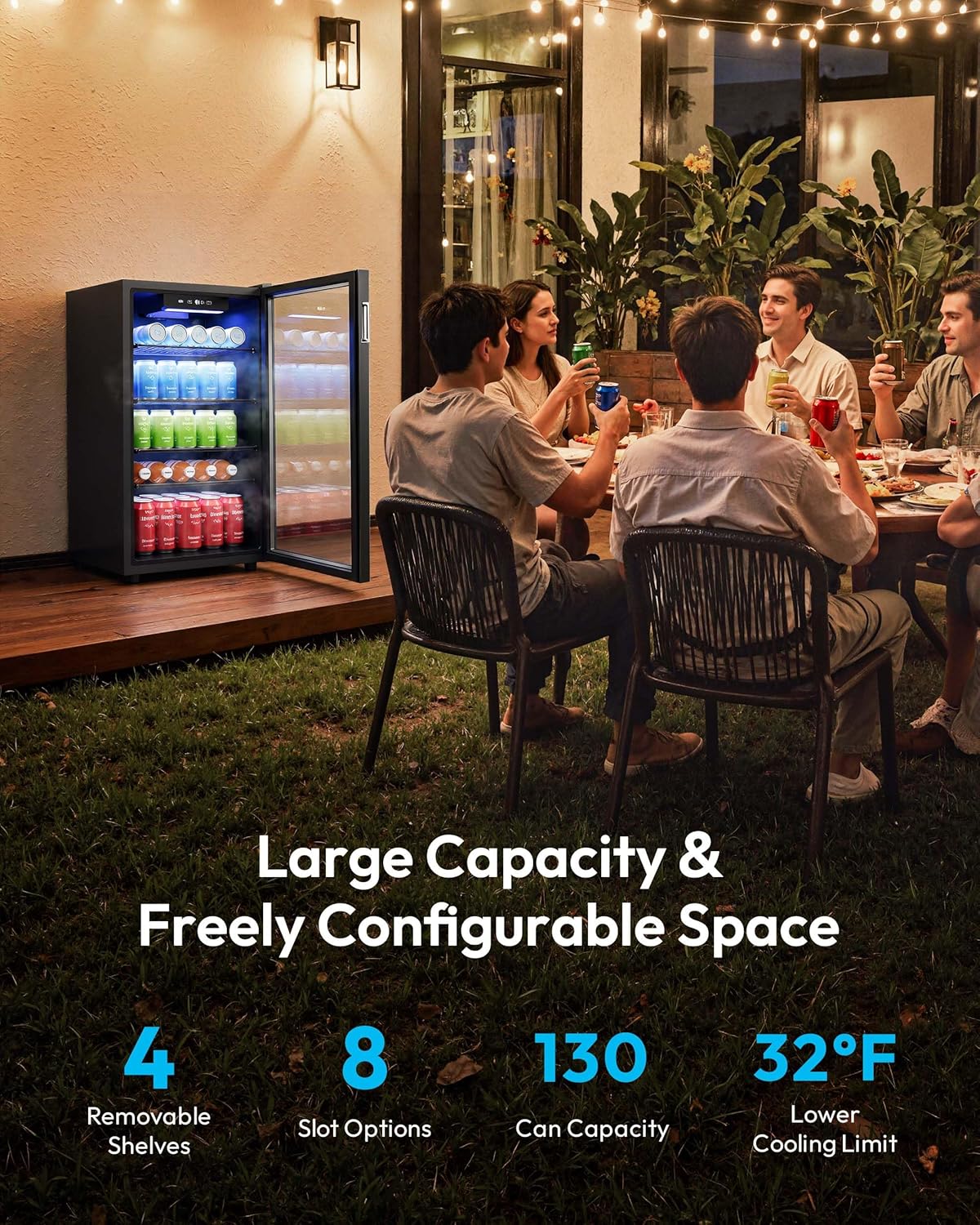 EUHOMY 4.5 Cu.ft Beverage Refrigerator and Cooler, 145 Can Mini fridge with Glass Door for Soda Beer Wine, Small Drink Dispenser with Digital Adjustable Thermostat for Home Office Bar