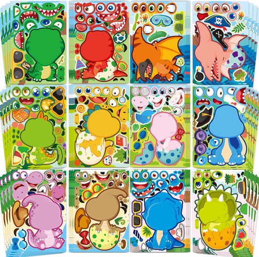 Stickers for Kids - 48 Sheets 8.6" X 5.8" Party Favors Animal Make a face Stickers Crafts Goodie Bags Stuffers Activities Gifts for Kids Toddler Grandkids Birthday School Classroom Supplies