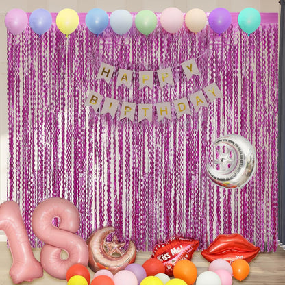 4 Pack Wavy Champagne Gold Metallic Tinsel Foil Fringe Curtains Backdrop - 3.3X6.6ft Foil Fringe Backdrop for Parties | Door Streamers for Birthday | Photo Booth Backdrops Party Decor