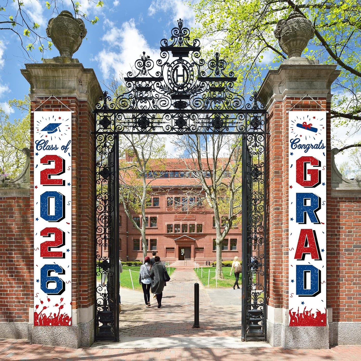 2026 Graduation Decorations, Graduation Banner Class of 2026, Hanging Congratulations/Congrats Grad Banner for Door and Porch, Party Decor - Black