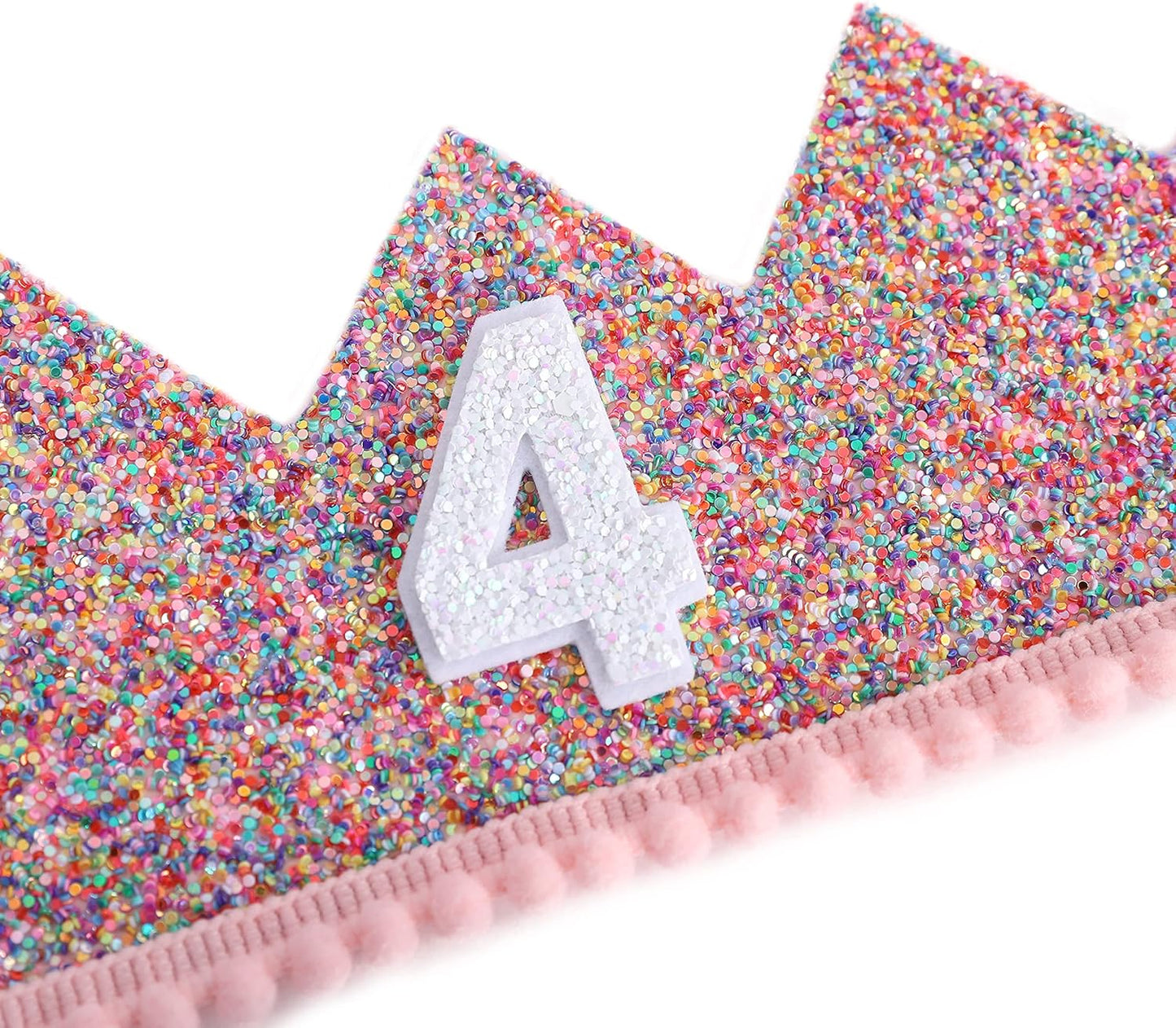 Rainbow Crown - 4th Birthday Party Glitter Crown, Kids Birthday Hats, Baby Photo Props, Little Girls Hair Accessories