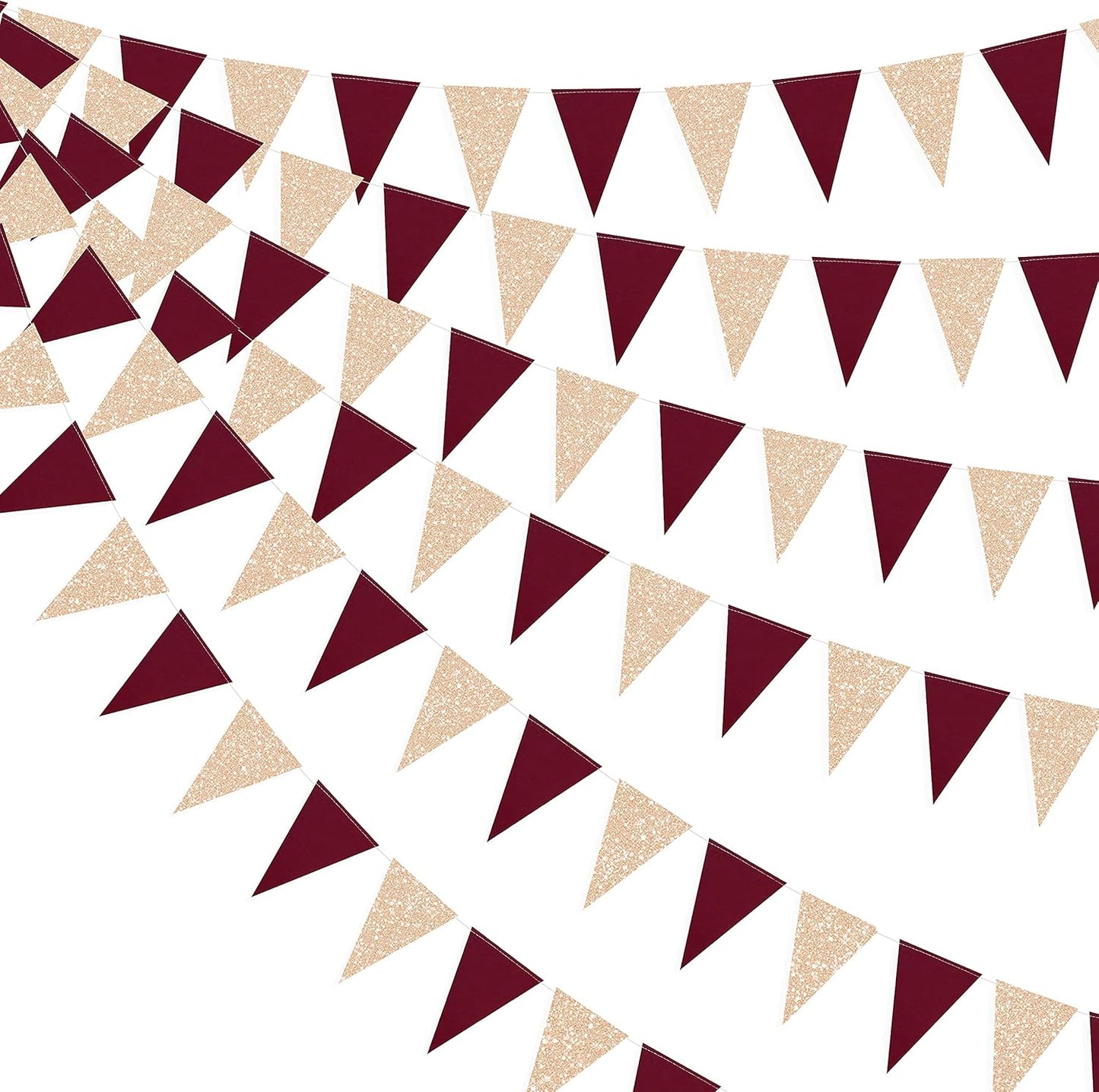 30Ft Navy Blue Gold and Beige Party Decorations Royal Blue Gold Triangle Flag Pennant Banner Bunting for Graduation Birthday Wedding Bridal Shower Nautical Ahoy Achor Theme Party Decorations Supplies