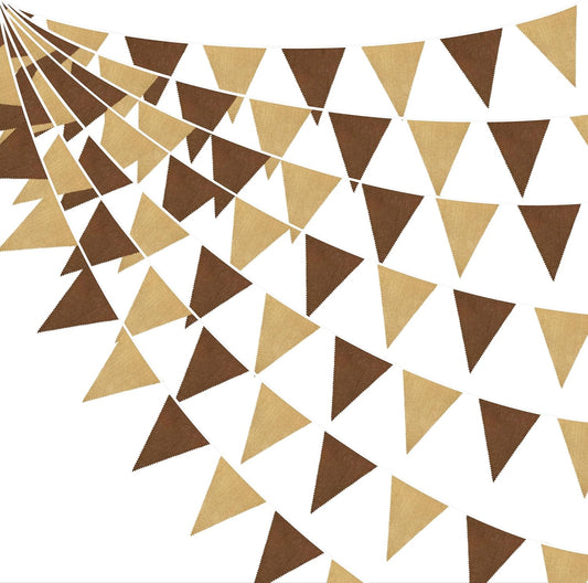 46Ft Burlap Party Decorations White Beige Burlap Banner Triangle Pennant Flag Linen Bunting Garland Streamers for Vintage Birthday Wedding Rustic Baby Shower Engagement Easter Party Decorations