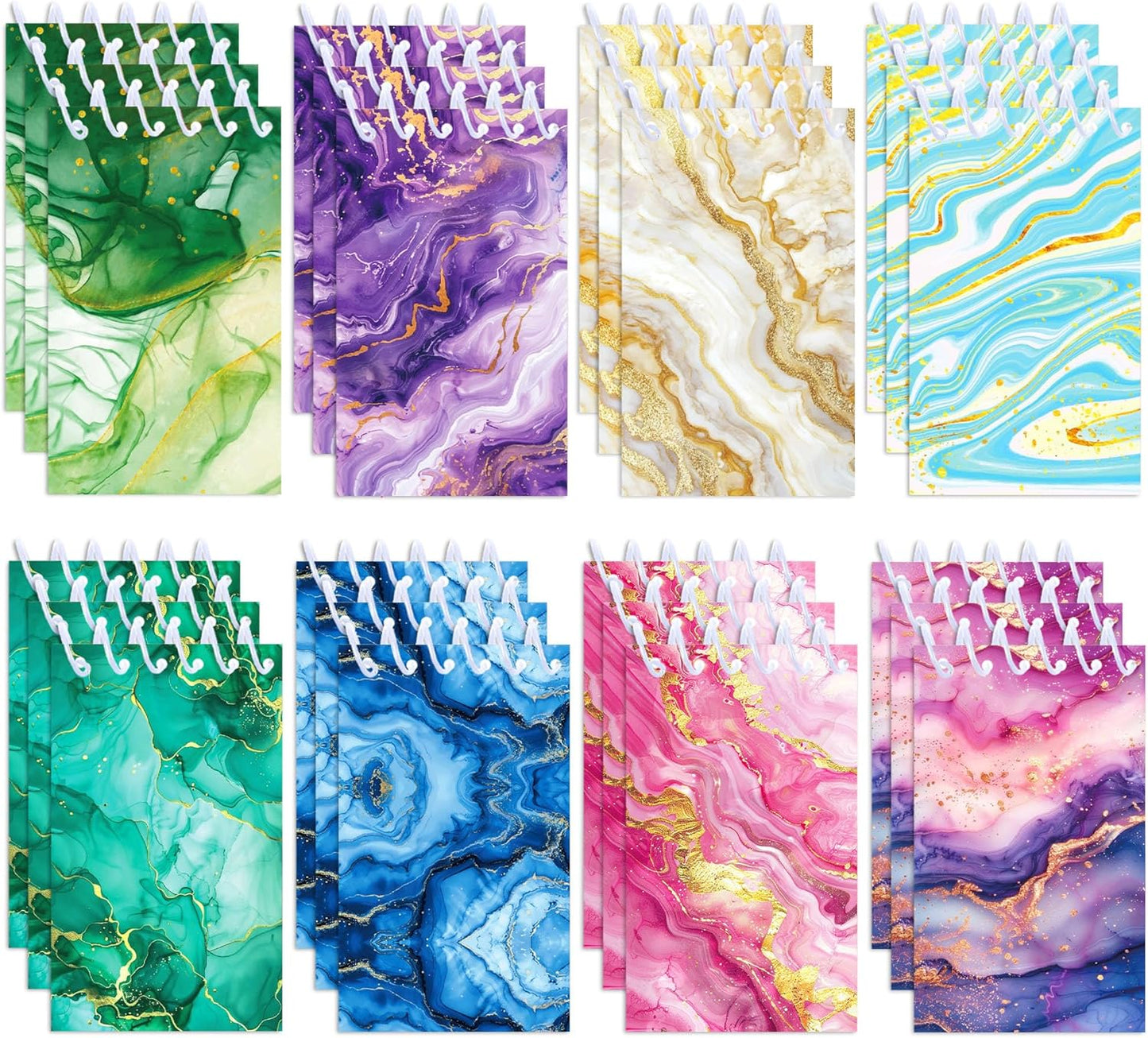 24 Pcs Marble Mini Pocket Notebooks 2.36 x 3.94 Inch Colorful Marble Pattern Small Notepads Marbles Gilding Them Birthday Party Favors Gift for Office Teacher Classroom Rewards