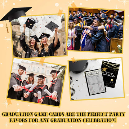 Graduation Games, Black Gold Grad Party Game Cards for Adults, Graduation Guest Bingo Games, Graduation Celebration Party Favors Supplies, 25 Pack (08)