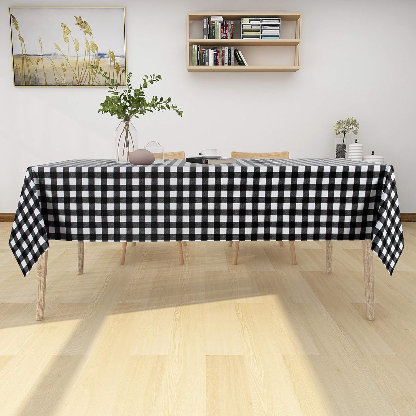 sancua Clear Plastic 100% Waterproof Tablecloth - 54 x 78 Inch - Vinyl PVC Rectangle Table Cloth Protector Oil Spill Proof Wipe Clean Table Cover for Dining Tables, Parties & Camping, Crystal Clear
