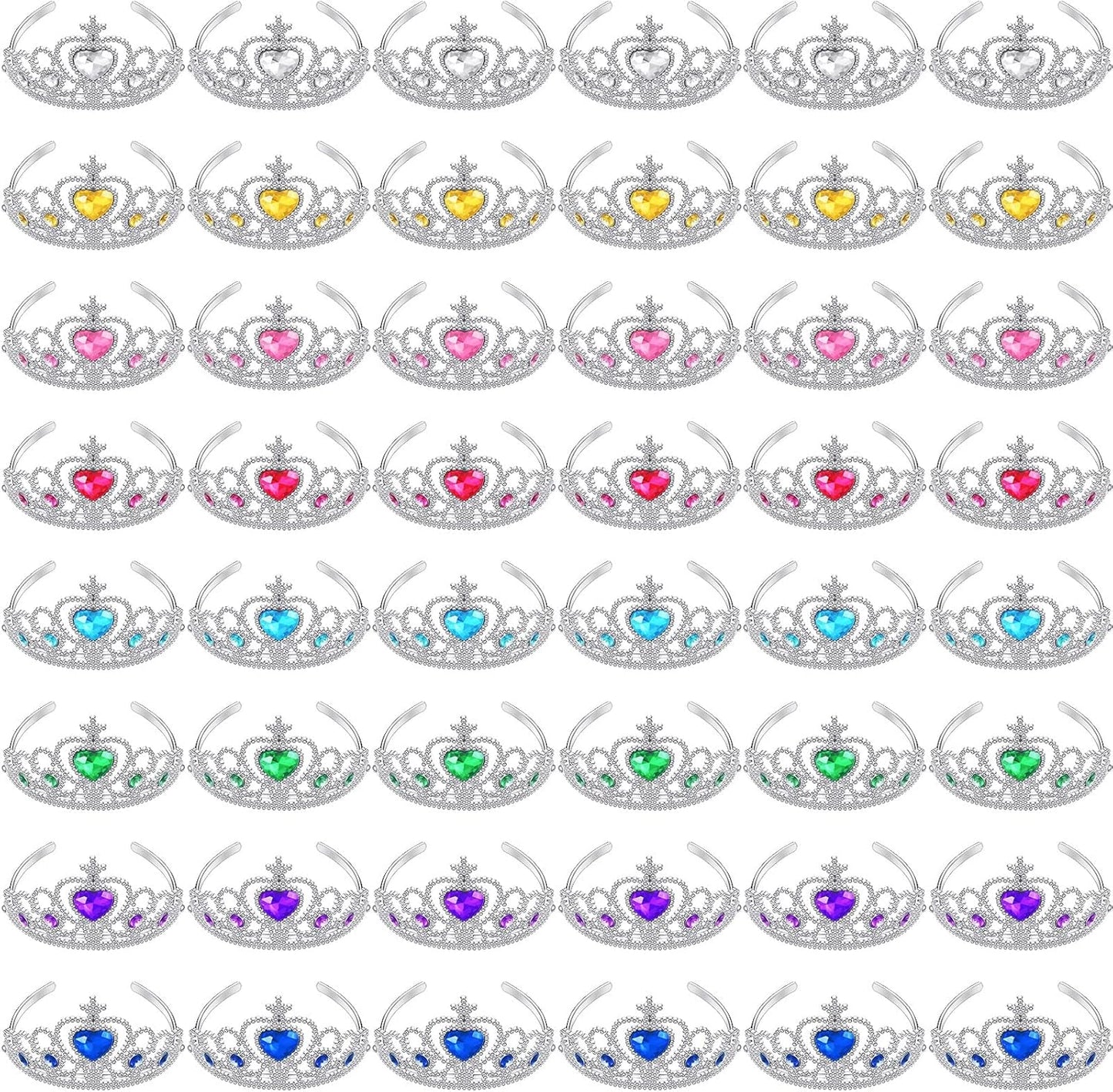 48 Pcs Tiara Crown Set Princess Dress up Costume Party Favor Girls Plastic Crown Birthday Supplies Cosplay Accessory