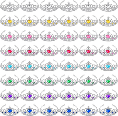 48 Pcs Tiara Crown Set Princess Dress up Costume Party Favor Girls Plastic Crown Birthday Supplies Cosplay Accessory