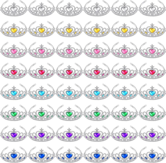 48 Pcs Tiara Crown Set Princess Dress up Costume Party Favor Girls Plastic Crown Birthday Supplies Cosplay Accessory