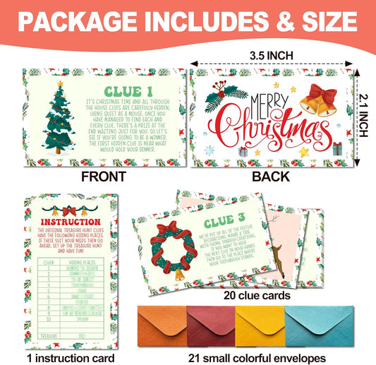 Christmas Scavenger Hunt Game, Christmas Games for Family Treasure Riddle Hunt Game Activities, Christmas Indoor Outdoor Party Games Supplies Activities for Family Friends Gamer, A004
