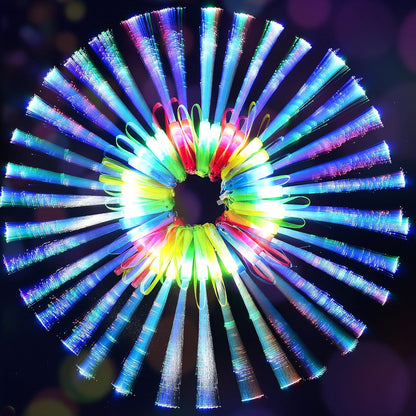 SHQDD 28 PCS Glow Fiber Wands Sticks, LED Light Wands, Glow in The Dark Party Supplies, Fiber Optic Wands, LED Flashing Sticks, Fiber Optic Light Wand Stick for July 4th Party, Wedding, Halloween