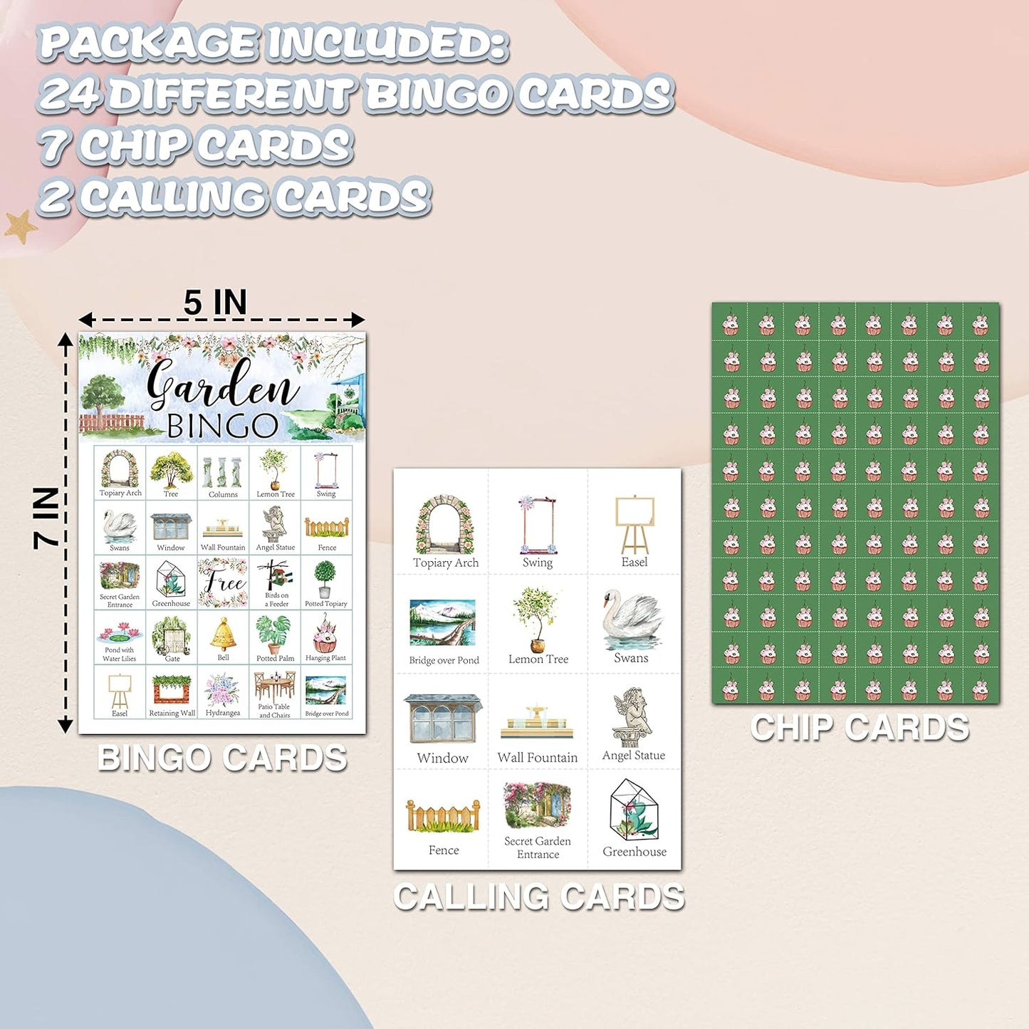 Garden Bingo Cards, Garden Theme Game for 24 Players, Bingo Activities for Adults, Garden Party Favors Supplies Decorations(A02)