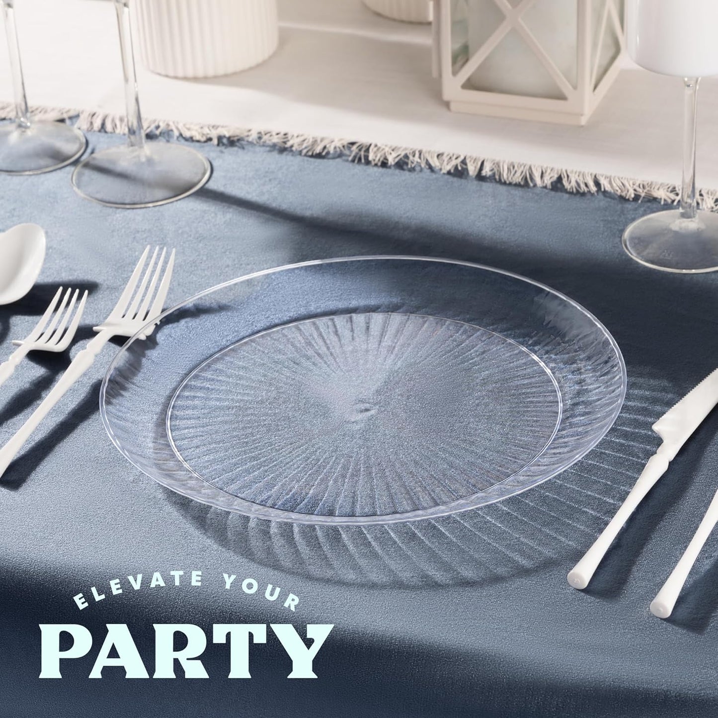 PLASTICPRO 30 Pack Crystal Like Clear Disposable Plastic Plates Dinner Dishes 6 ounce Bowls for Special Occasions Parties