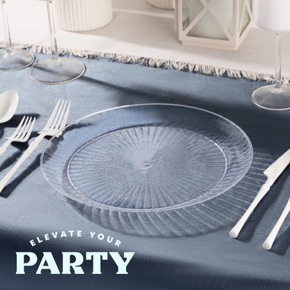 PLASTICPRO 30 Pack Crystal Like Clear Disposable Plastic Plates Dinner Dishes 6 ounce Bowls for Special Occasions Parties