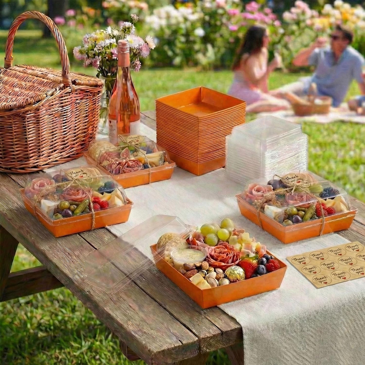 Leafiew 50 Pack Small Charcuterie Boxes with Clear Lids - To Go Paper Mini Charcuterie Box, Disposable Food Containers, 5Inch Dessert Boxes - Sandwich, Cookie, Sushi, Cake Slice, Strawberries (Brown)