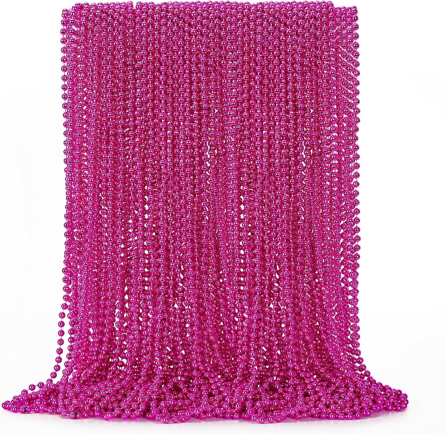 EOBOH 144PCS Mardi Gras Beads, Metallic 12 Kinds Bead Necklace Party Supplies, 33" Mardi Gras Necklace Costume Stuff, Festival Parade Throw Accessories for Wedding Birthday Celebrations Decorations