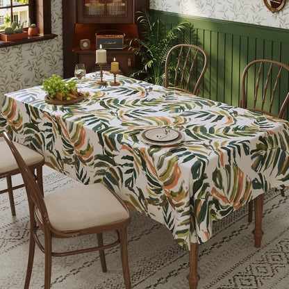 Rectangle Table Cloth,100% Waterproof Tablecloth Oil Proof Spill Proof Vinyl Table Cloth, Wipe Clean Plastic Table Cover for Dining, Camping, Indoor and Outdoor 52" x 70",Leaves