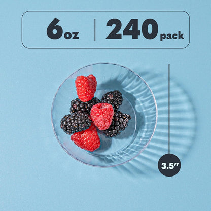 PLASTICPRO 30 Pack Crystal Like Clear Disposable Plastic Plates Dinner Dishes 6 ounce Bowls for Special Occasions Parties