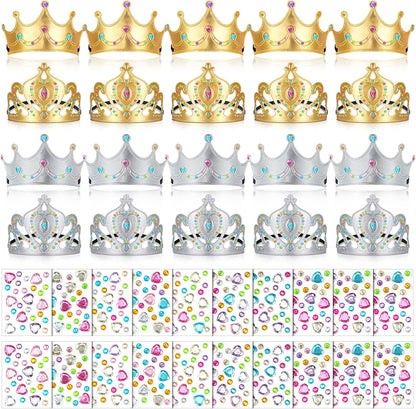 Yaomiao 44 Pcs Birthday Foam Crowns for Kids Princess Tiaras King Hat Bulk Diamond Sticker Kits for Crown Party Supplies