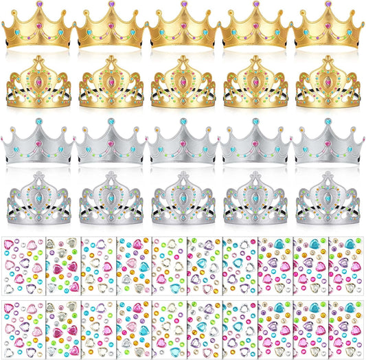 Yaomiao 44 Pcs Birthday Foam Crowns for Kids Princess Tiaras King Hat Bulk Diamond Sticker Kits for Crown Party Supplies