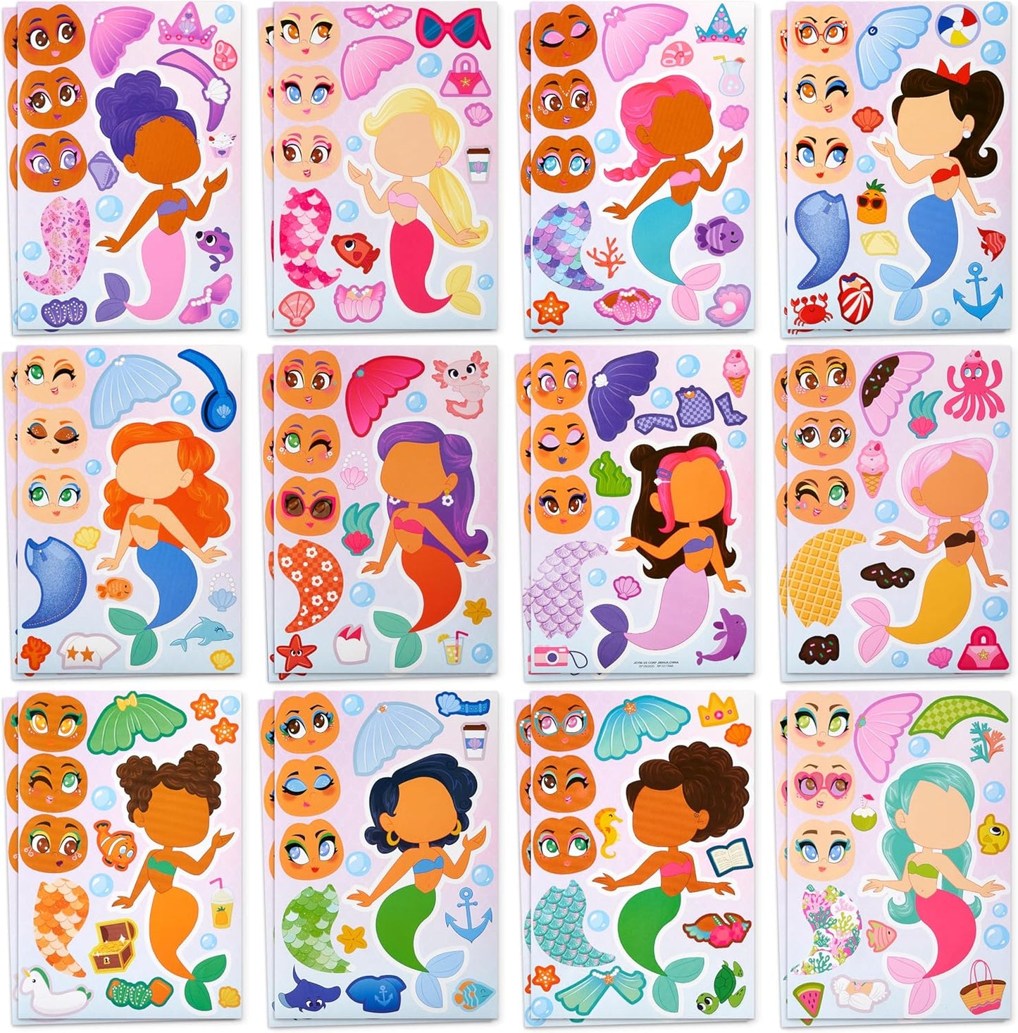 JOYIN 24 Sheets 9"x6" Make a face Stickers for Kids, Make Your Own Stickers with Unicorn, Dinosaur, Sea and Safari Animals, Party Favors Kids Crafts, Goodie Bags Stuffers Classroom Activities