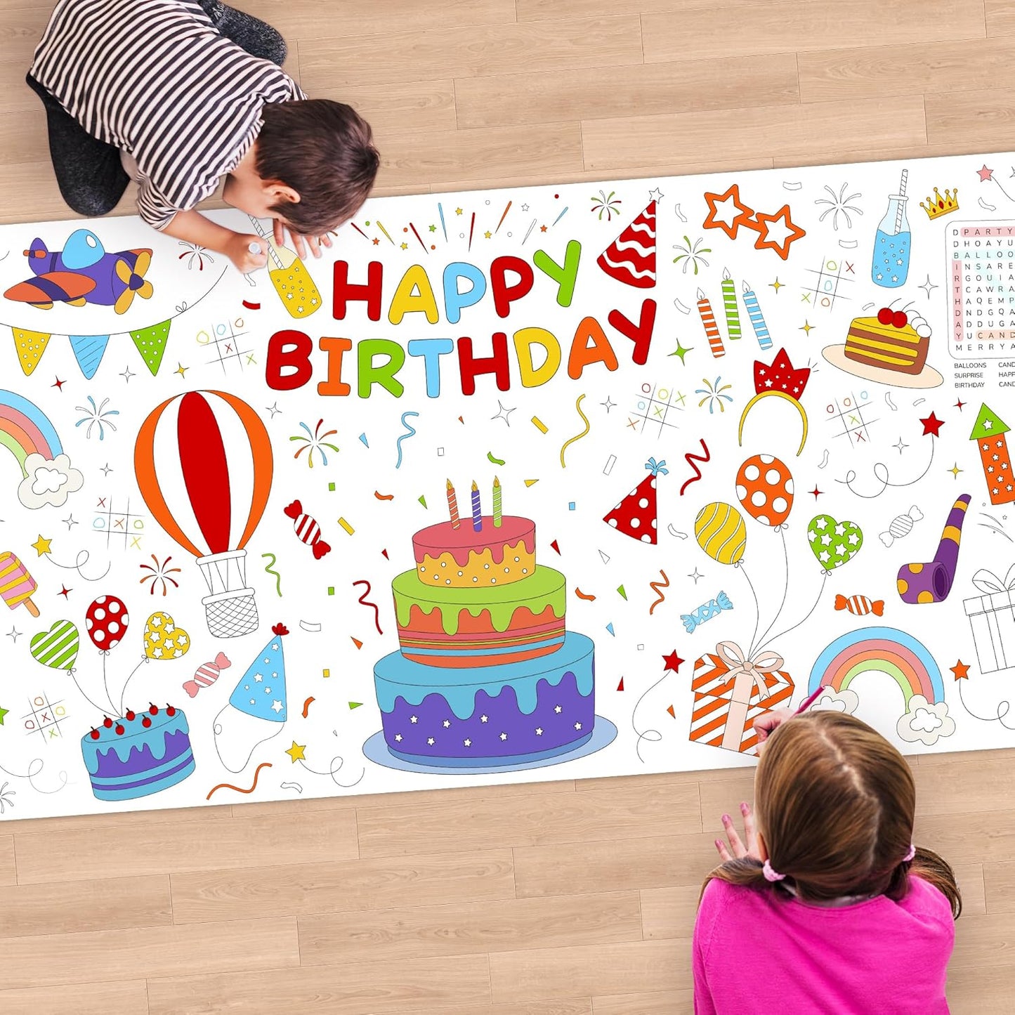 Childom 1 Pack Fourth of July Coloring Tablecloth for Kids,4th of July Crafts for Kids 30"x72" Giant Coloring Poster Table Cloth,Large Paper Poster Crafts Party Activities,4th of July Paper Tablecloth