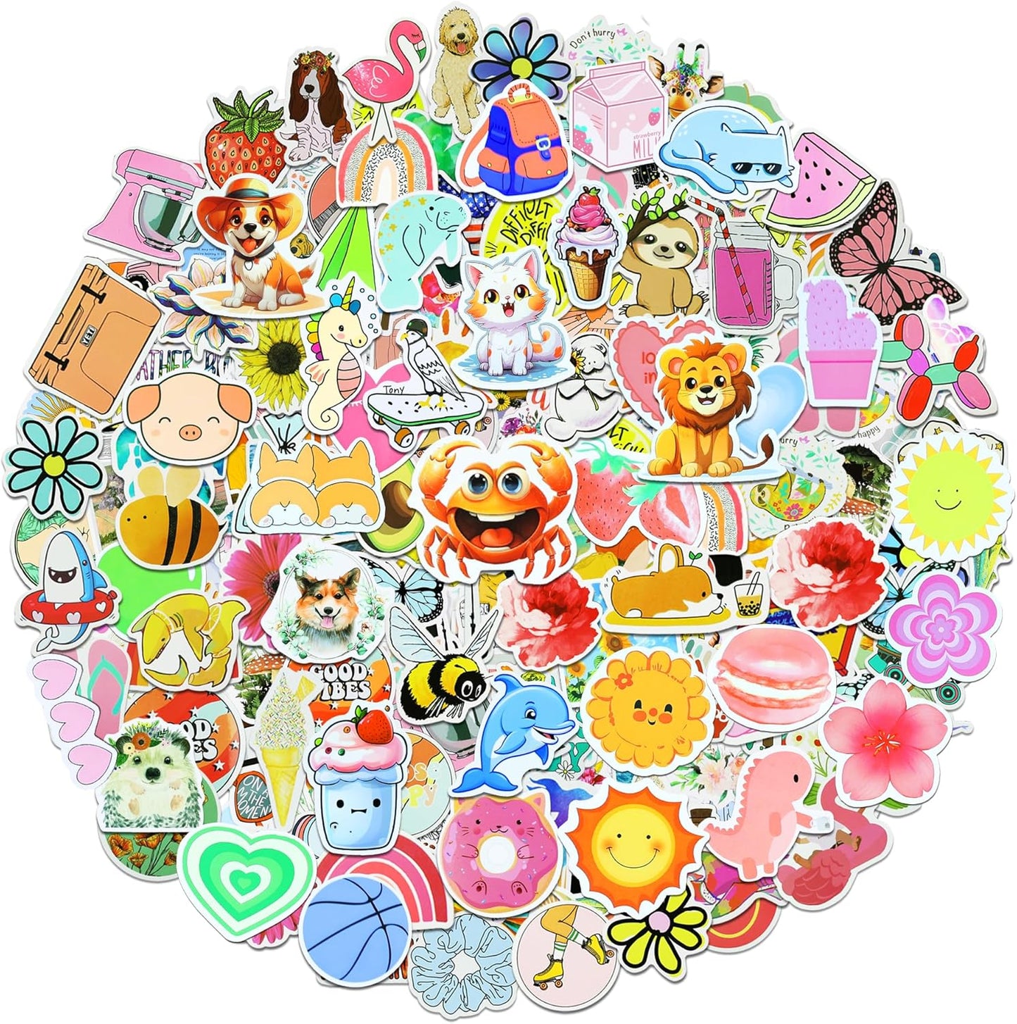200Pcs Water Bottle Stickers for Kids, Cute Stickers for Water Bottles, Vinyl Waterproof Aesthetic Laptop Sticker Pack Classroom Prizes Skateboard for Kids Teens Girls Students (Cute-200pcs)