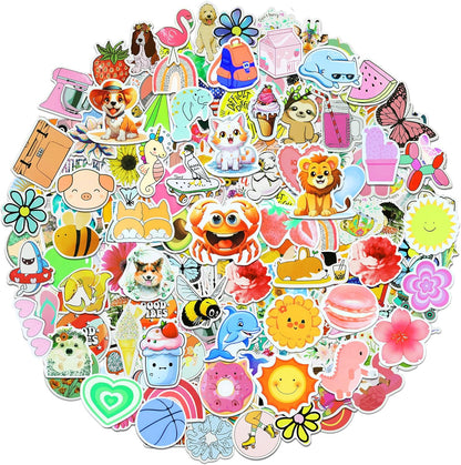 200Pcs Water Bottle Stickers for Kids, Cute Stickers for Water Bottles, Vinyl Waterproof Aesthetic Laptop Sticker Pack Classroom Prizes Skateboard for Kids Teens Girls Students (Cute-200pcs)