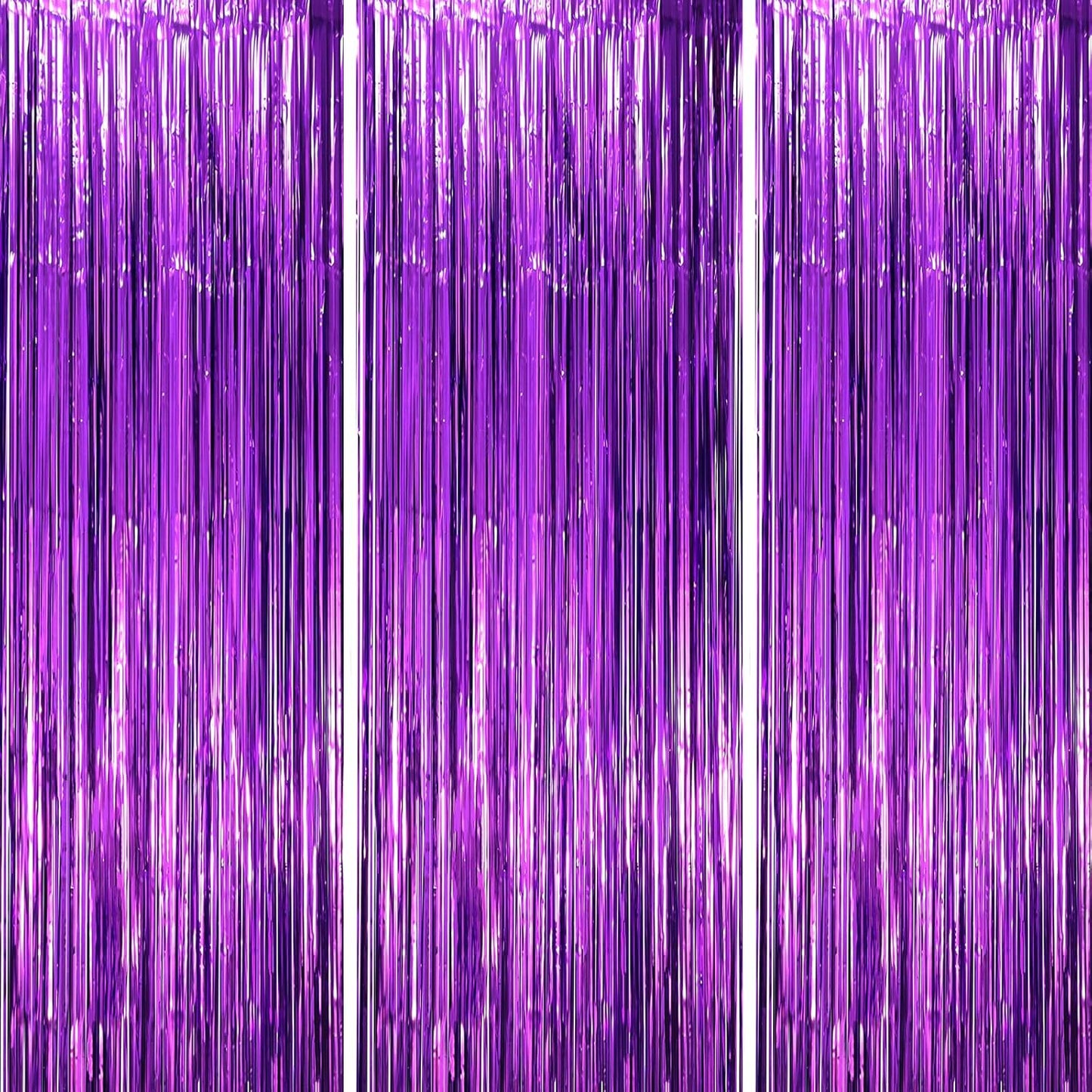 Voircoloria 3 Pack 3.3x8.2 Feet Gold Foil Fringe Backdrop Curtains, Tinsel Streamers, Fringe Backdrop for 2025 New Years Eve, Graduation, Birthday, Baby Shower, Gender Reveal, Disco Party - Colors A