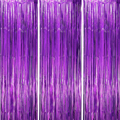 Voircoloria 3 Pack 3.3x8.2 Feet Gold Foil Fringe Backdrop Curtains, Tinsel Streamers, Fringe Backdrop for 2025 New Years Eve, Graduation, Birthday, Baby Shower, Gender Reveal, Disco Party - Colors A