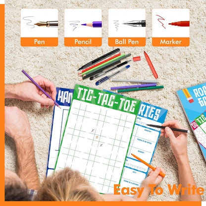 Road Trip Game Pad, 5 Games in 1 (Farm Animals, Car Colors, Buildings, Traffic Signs, Vehicles Scavenger Hunt Bingo), Pen Pencil Paper Game, Plane Trip/ Car Travel/Getaway Activity Pad for Kid, Adult