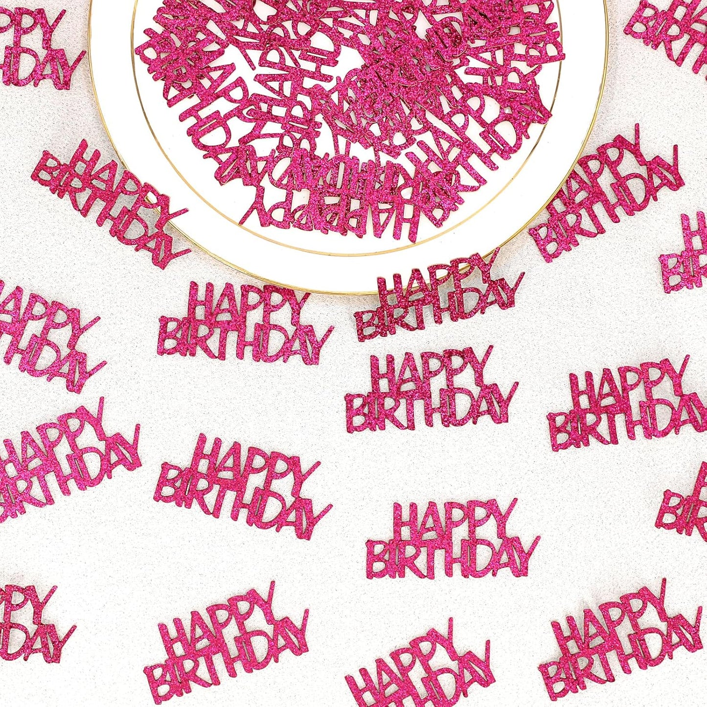 Pink Happy Birthday Confetti - Girl Birthday Party Decorations - Light Pink Glitter Scatters for Baby Girl Party Table Decor Supplies - 100PC