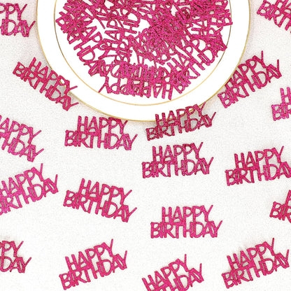 Pink Happy Birthday Confetti - Girl Birthday Party Decorations - Light Pink Glitter Scatters for Baby Girl Party Table Decor Supplies - 100PC
