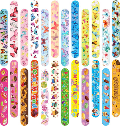 Slap Bracelets Party Favors 48Pcs Slap Bracelets Bulk Party Snap Bracelets Gifts for kids Butterflies,Space multi-themed School Classroom Prizes Exchange (B:Space,Trucks,Fire trucks,Roller skates)