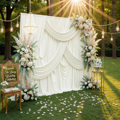 10ftx10ft Black Backdrop Curtains for Weddings Parties, Wrinkle Free 2 Panels Silky Polyester Photo Backdrop Drapes Back Drop Cloth Drapery for Birthday Mother'sDay Photography Background