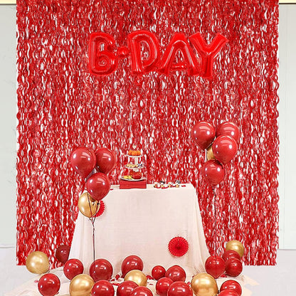 3 Pack Colorful Foil Fringe Curtain Backdrop - 6.6 x 3.3 ft Wavy Rainbow Tinsel Backdrop Curtain Metallic Streamers Iridescent Holiday Photo Booth Party Decorations