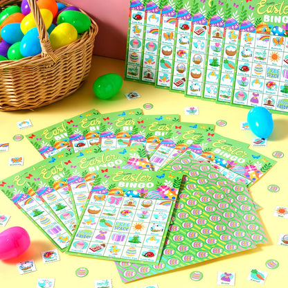 JOYIN 28 Players Easter Bingo Card (5x5) with Blue Color for Kids, Boys, Girls and Adults, Easter Games, School Classroom Activities and Easter Basket Stuffers