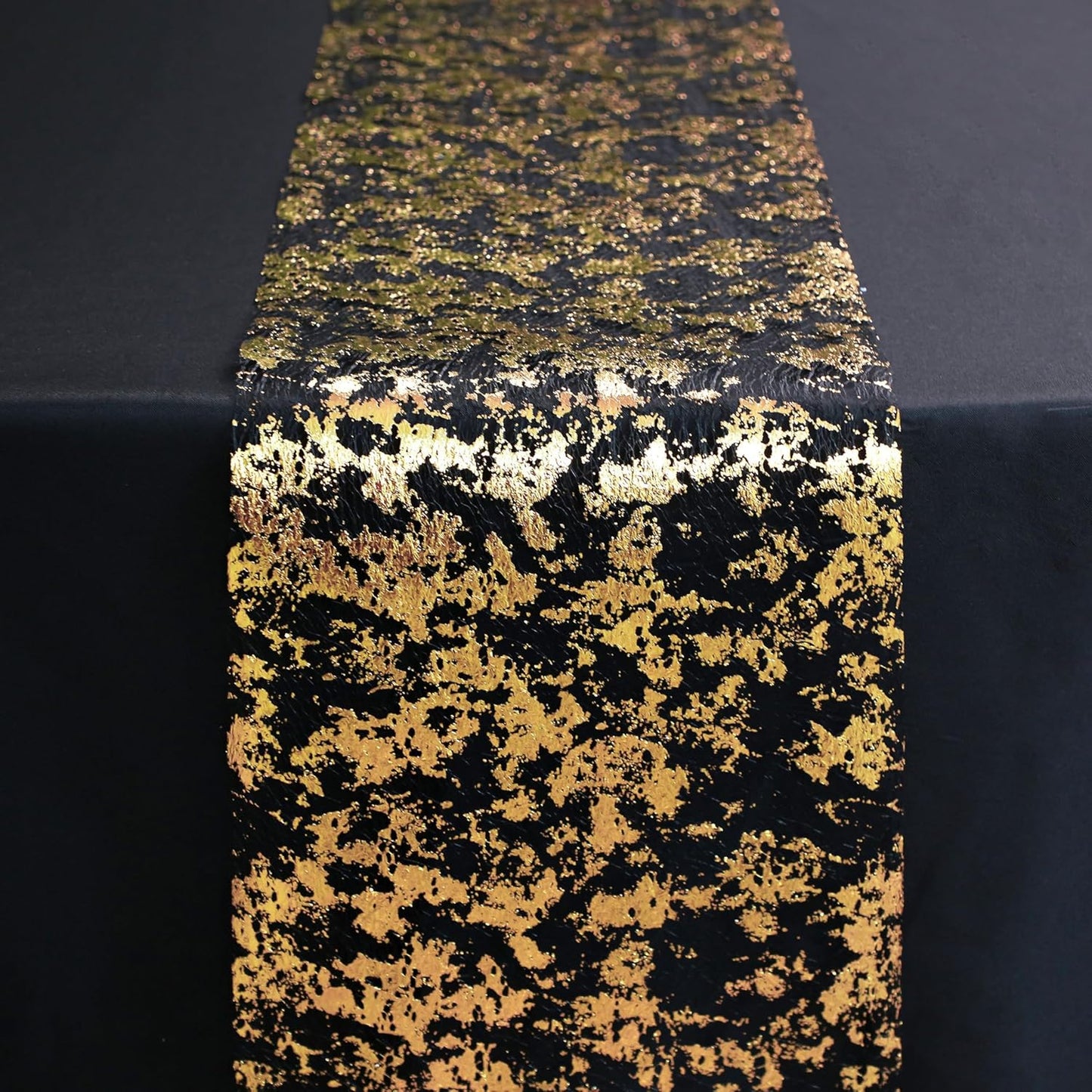 Snowkingdom 2 Pieces Gold Table Runner, Sequin Glitter Foil Metallic Thin Mesh Runner Roll 11"x108", Gold Table Decorations for Event Party, Wedding, Birthday Party, Christmas