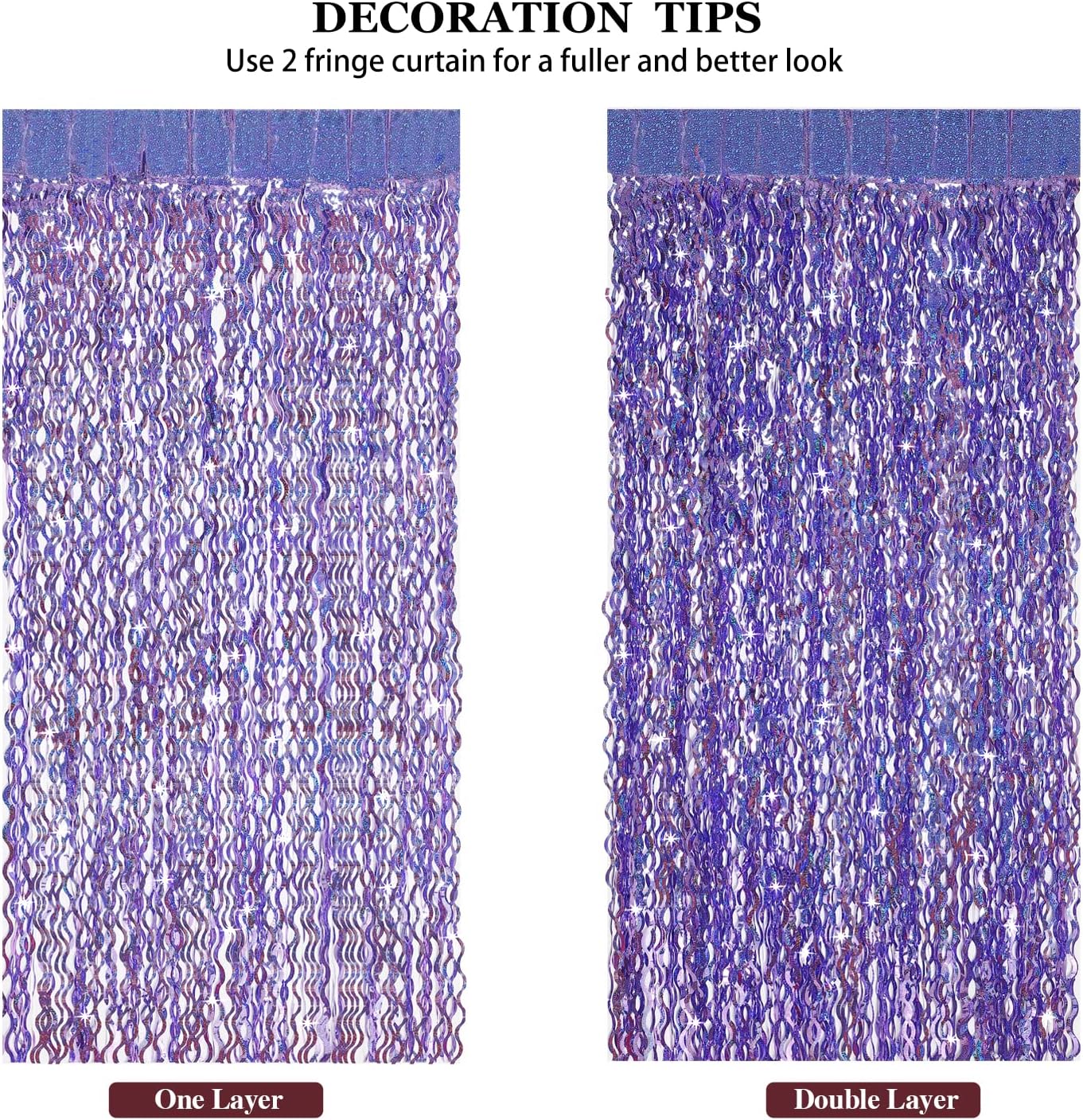 3 Pack Colorful Foil Fringe Curtain Backdrop - 6.6 x 3.3 ft Wavy Rainbow Tinsel Backdrop Curtain Metallic Streamers Iridescent Holiday Photo Booth Party Decorations