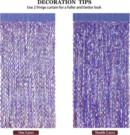 3 Pack Colorful Foil Fringe Curtain Backdrop - 6.6 x 3.3 ft Wavy Rainbow Tinsel Backdrop Curtain Metallic Streamers Iridescent Holiday Photo Booth Party Decorations