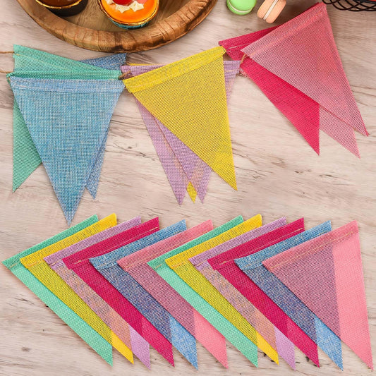 48pcs Pennant Banner Flags 52ft Rainbow Triangle Banners Colorful Garland Flag for Classroom Birthday Spring Easter Graduation Festival Wedding Decoration